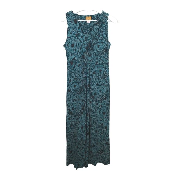 Ruby Rd Blue Black Abstract Maxi Dress Small Sleeveless Stretch Boho Vacation - Picture 1 of 8